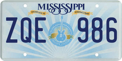 MS license plate ZQE986