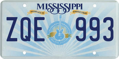MS license plate ZQE993