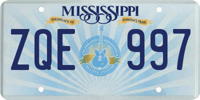 MS license plate ZQE997