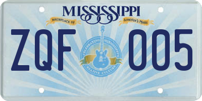 MS license plate ZQF005