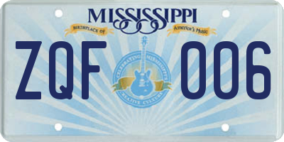 MS license plate ZQF006