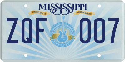 MS license plate ZQF007