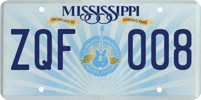 MS license plate ZQF008