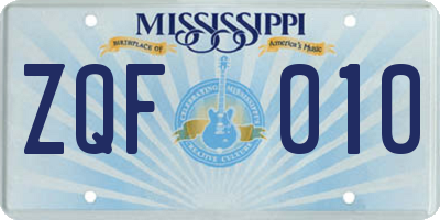 MS license plate ZQF010