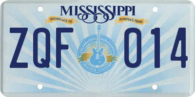 MS license plate ZQF014