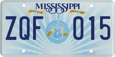 MS license plate ZQF015