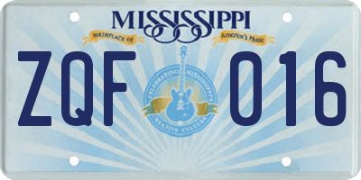 MS license plate ZQF016