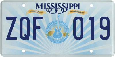 MS license plate ZQF019