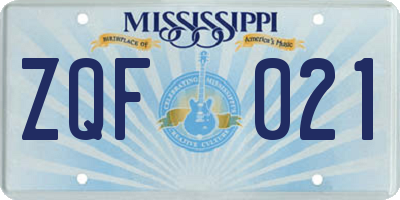 MS license plate ZQF021