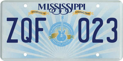 MS license plate ZQF023