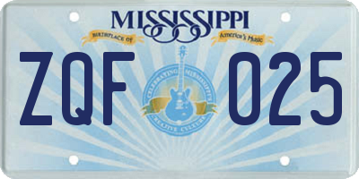 MS license plate ZQF025