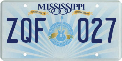 MS license plate ZQF027