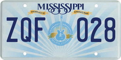 MS license plate ZQF028