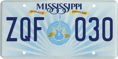 MS license plate ZQF030
