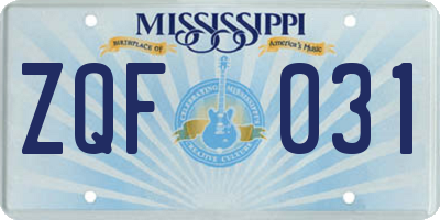 MS license plate ZQF031