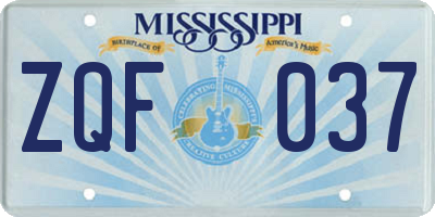 MS license plate ZQF037