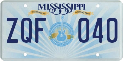 MS license plate ZQF040