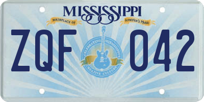 MS license plate ZQF042
