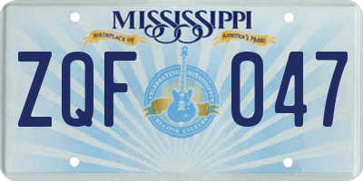 MS license plate ZQF047