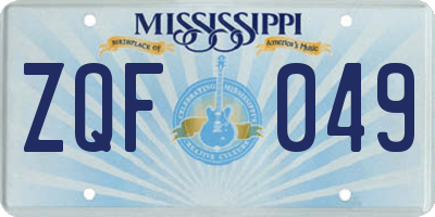 MS license plate ZQF049