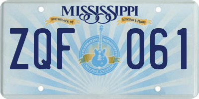 MS license plate ZQF061