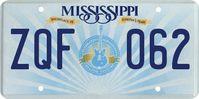 MS license plate ZQF062