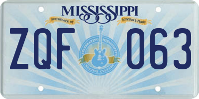 MS license plate ZQF063