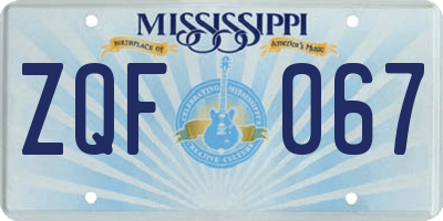 MS license plate ZQF067