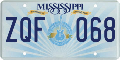 MS license plate ZQF068