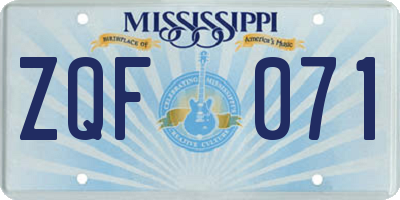 MS license plate ZQF071