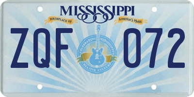 MS license plate ZQF072