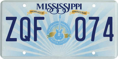 MS license plate ZQF074
