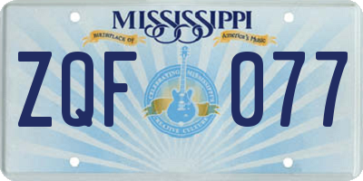 MS license plate ZQF077