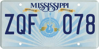 MS license plate ZQF078