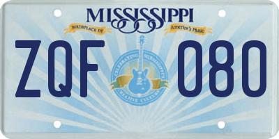 MS license plate ZQF080