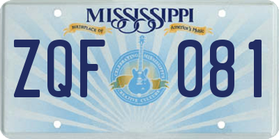 MS license plate ZQF081