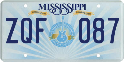 MS license plate ZQF087
