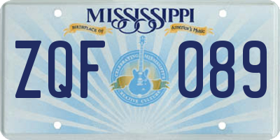 MS license plate ZQF089