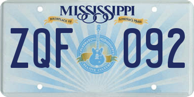 MS license plate ZQF092