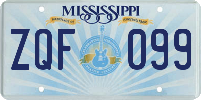 MS license plate ZQF099