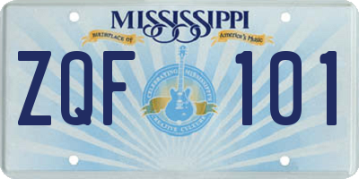 MS license plate ZQF101