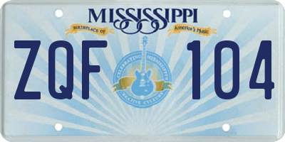 MS license plate ZQF104