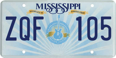 MS license plate ZQF105