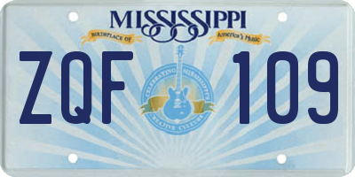 MS license plate ZQF109