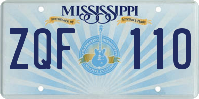 MS license plate ZQF110
