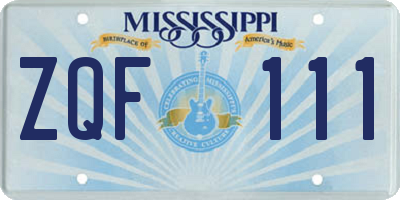 MS license plate ZQF111