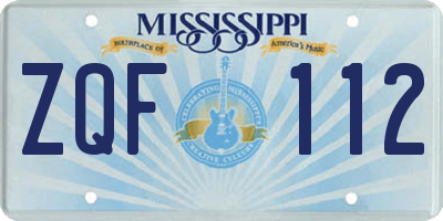 MS license plate ZQF112