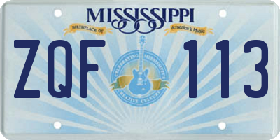 MS license plate ZQF113