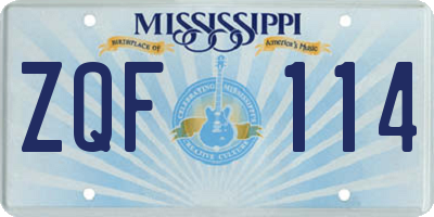 MS license plate ZQF114