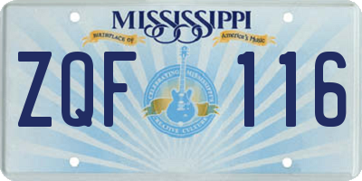 MS license plate ZQF116